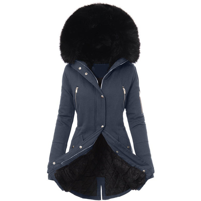 Women'S Fur Collar Mid-Length Coat