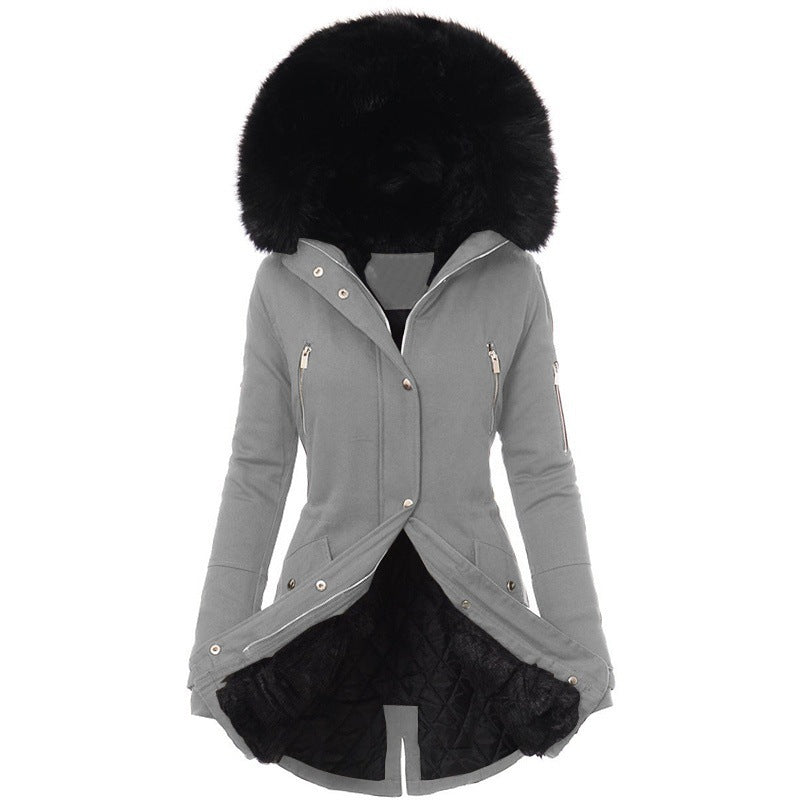 Women'S Fur Collar Mid-Length Coat