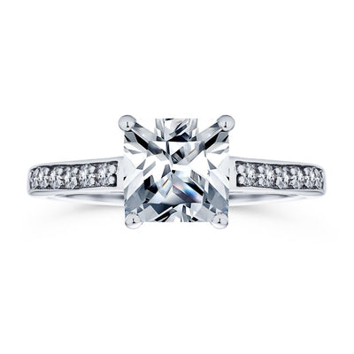 2.5CT Princess Cut AA CZ Solitaire Engagement Ring .925 Sterling Silver