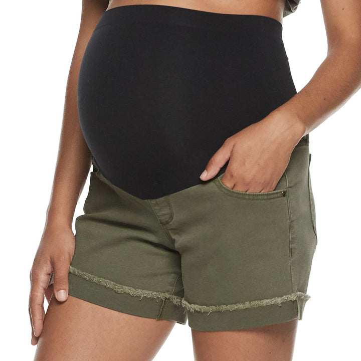 Maternity Mid-Length Belly Panel Boyfriend Shorts