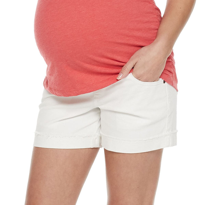 Maternity Mid-Length Belly Panel Boyfriend Shorts