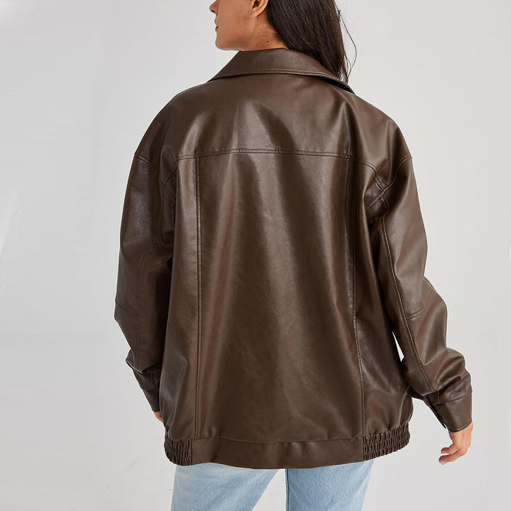 Leather Coat Women'S Locomotive Style Top