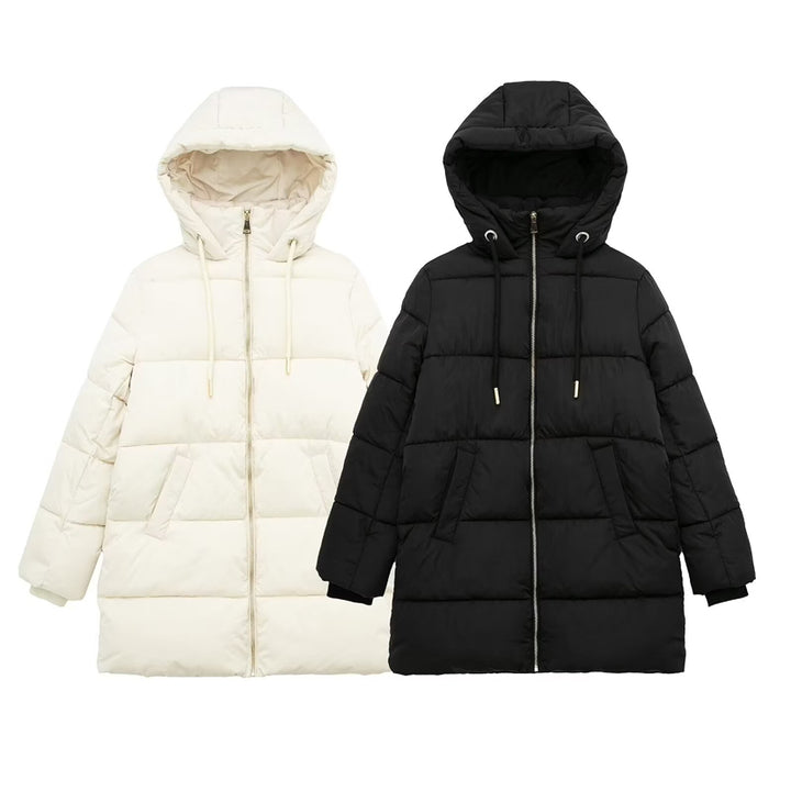 European and American Style Women'S Loose Hooded Warm Cotton Coat Overcoat