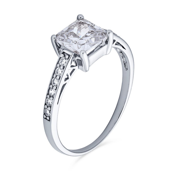 2.5CT Princess Cut AA CZ Solitaire Engagement Ring .925 Sterling Silver