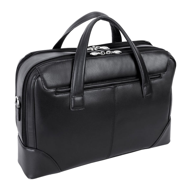 Leather 17-Inch Dual Compartment Laptop Briefcase