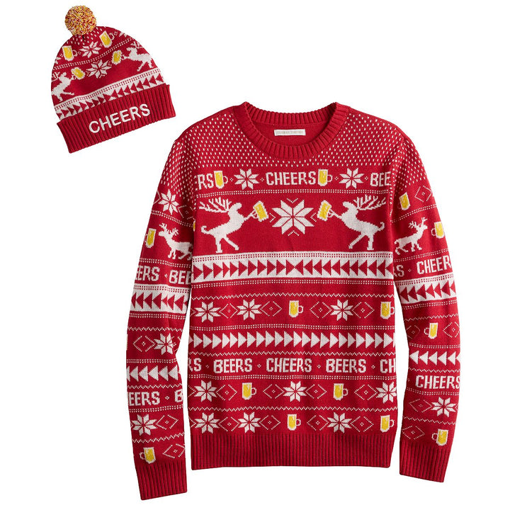 Men's Holiday Sweater with Hat