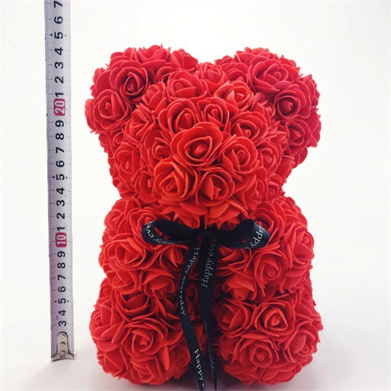 Valentines Day Gift 25Cm Rose Teddy Bear from Flowers Bear with Flowers Red Rose Bear