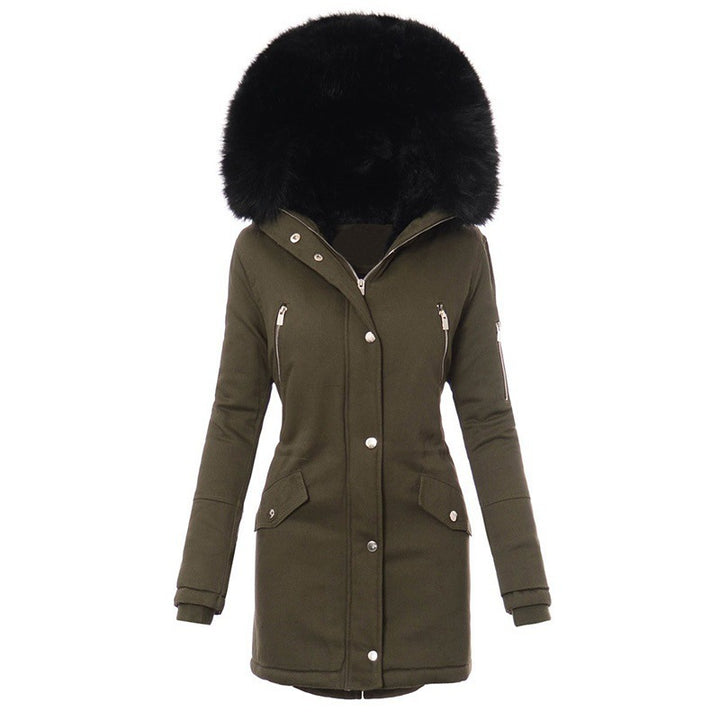 Women'S Fur Collar Mid-Length Coat