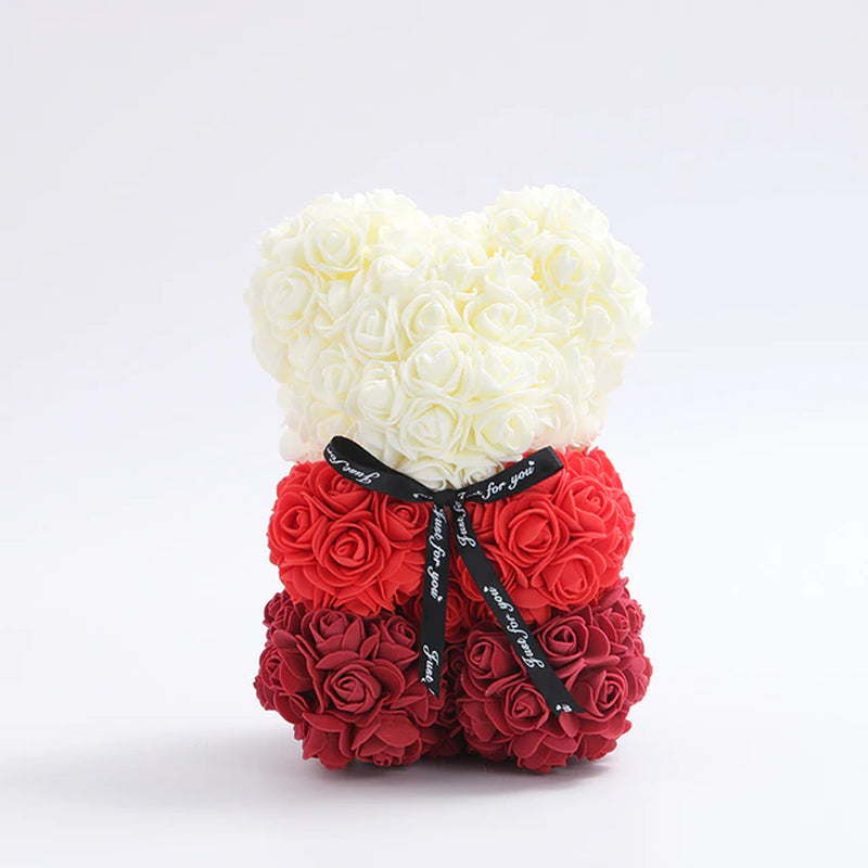 Valentines Day Gift 25Cm Rose Teddy Bear from Flowers Bear with Flowers Red Rose Bear