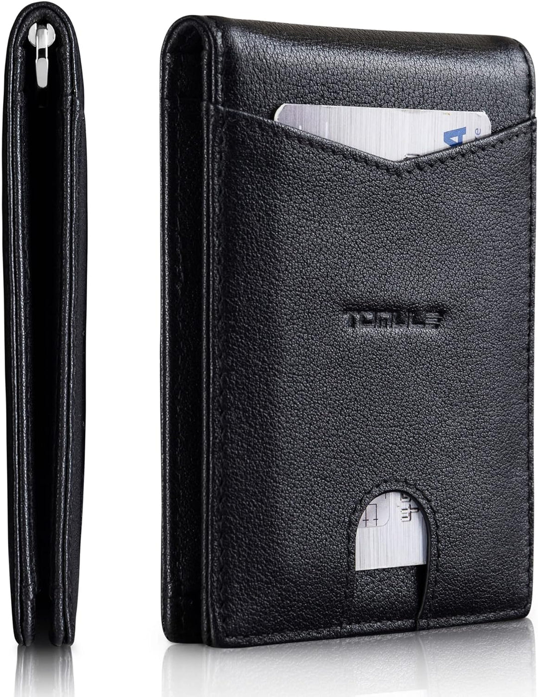 Mens Slim Wallet with Money Clip RFID Blocking Bifold Credit Card Holder Slim Wallet for Men,Black