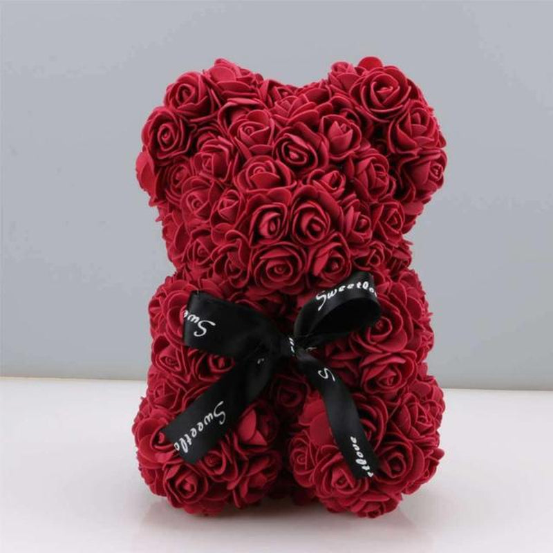 Valentines Day Gift 25Cm Rose Teddy Bear from Flowers Bear with Flowers Red Rose Bear