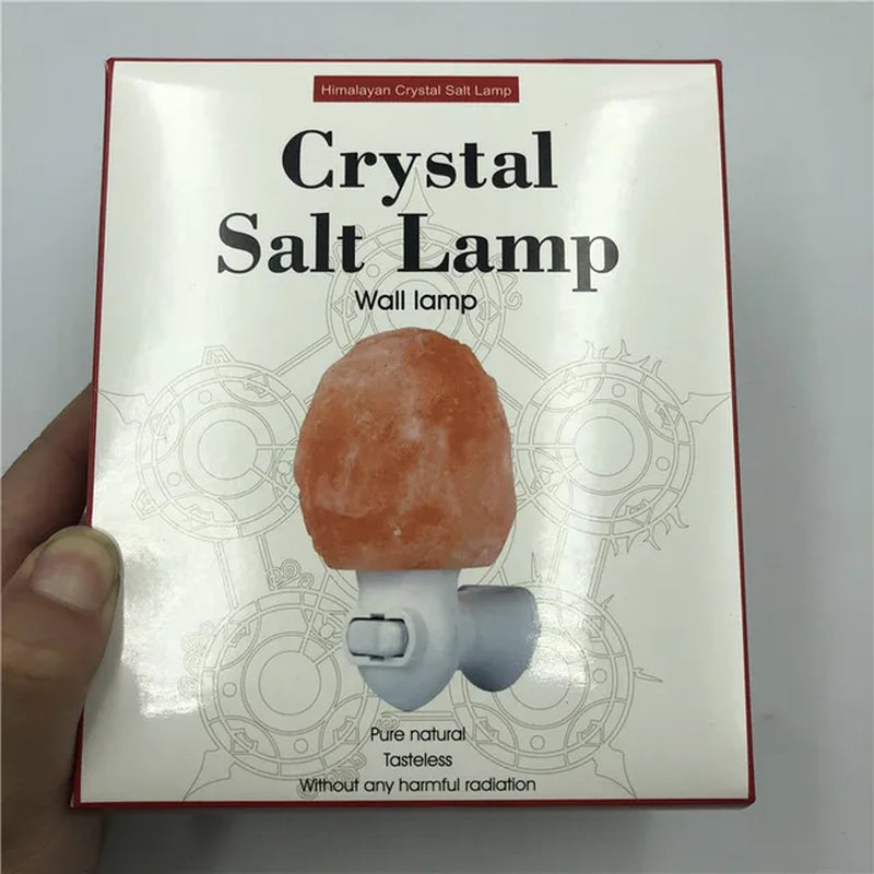  Salt Lamp Natural Crystal Hand Carved Night Light Home Decor Air Purifying with Plug Release Negative Ions Warm White