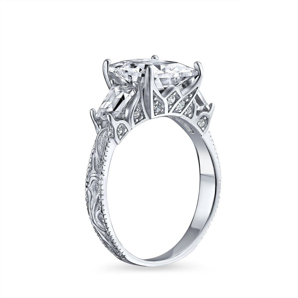 3CT Princess Cut AAA CZ Solitaire Engagement Ring .925 Sterling Silver