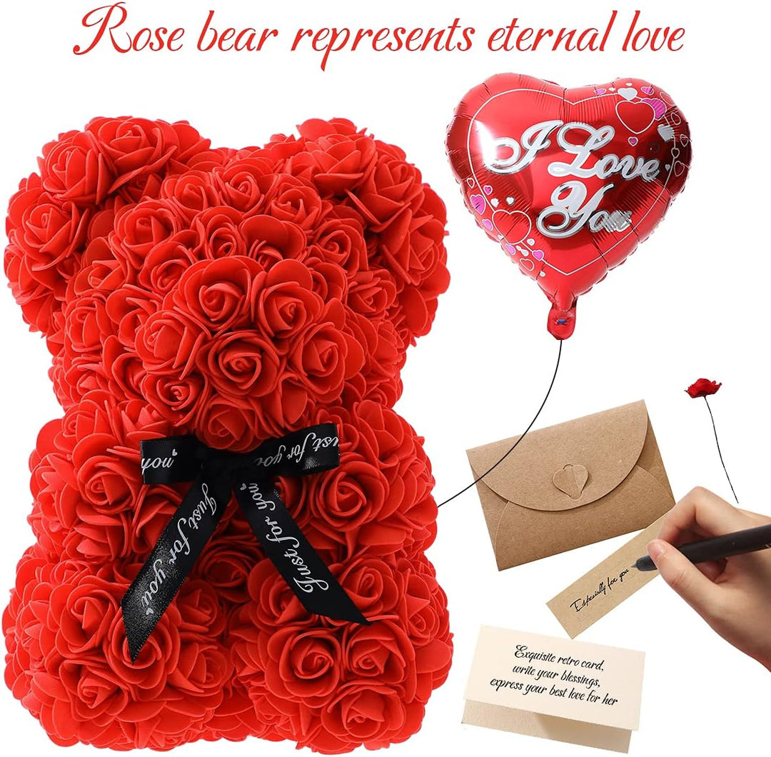  Rose Flower Bear - Perfect Gift for Women on Mother's Day, Valentine's Day, Anniversaries, and Bridal Showers