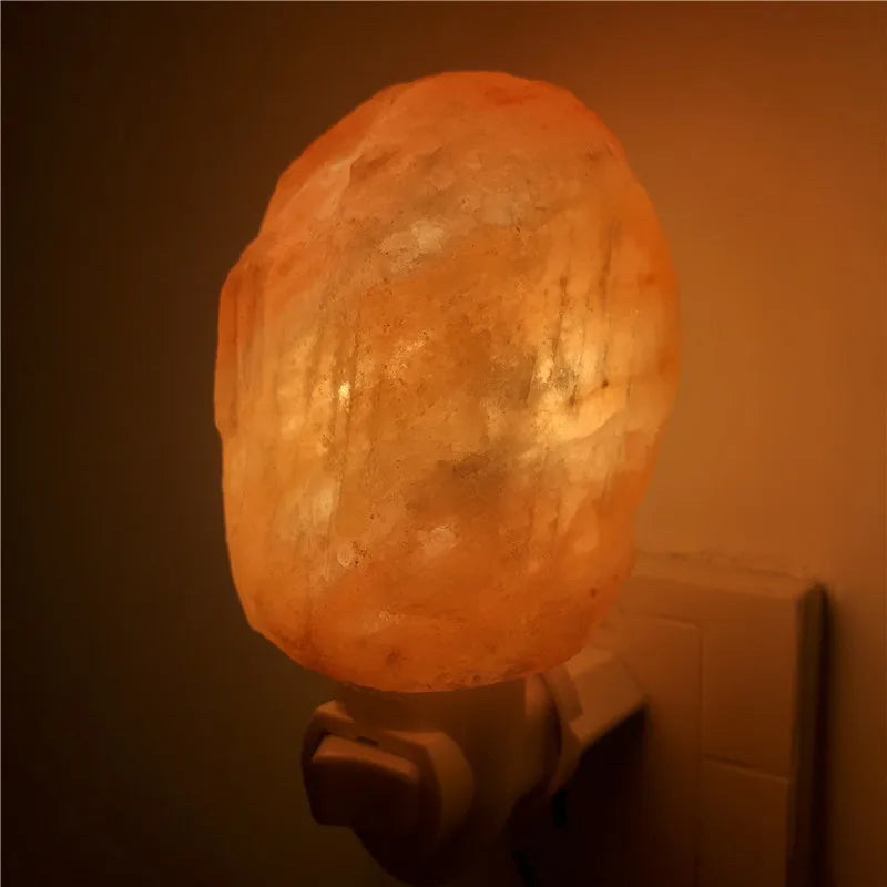  Salt Lamp Natural Crystal Hand Carved Night Light Home Decor Air Purifying with Plug Release Negative Ions Warm White