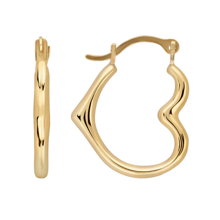 10K Gold Heart Hoop Earrings