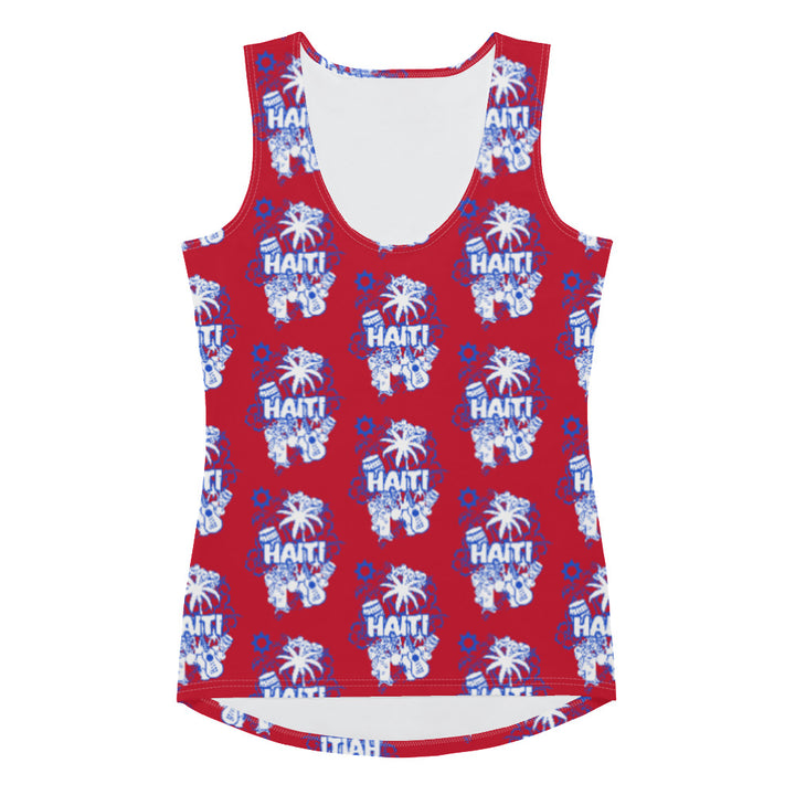 True Friend 's Palm Tree Haiti Flag  Tank Top-Red