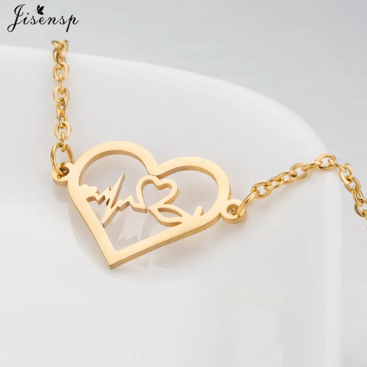 Gold Medical Heartbeat Bracelets- Stainless Steel Heart Jewelry