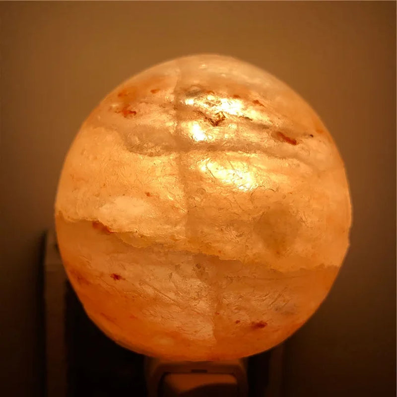  Salt Lamp Natural Crystal Hand Carved Night Light Home Decor Air Purifying with Plug Release Negative Ions Warm White