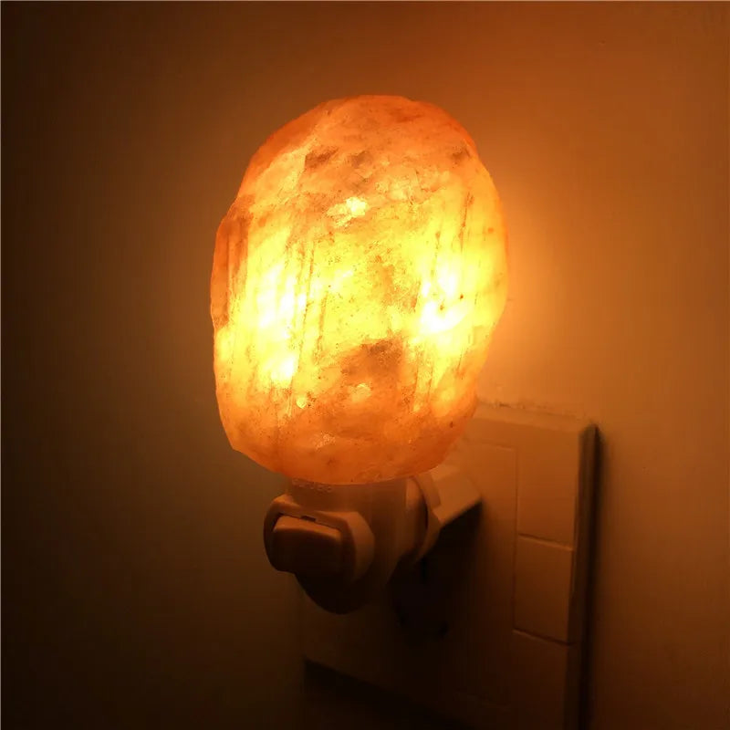  Salt Lamp Natural Crystal Hand Carved Night Light Home Decor Air Purifying with Plug Release Negative Ions Warm White