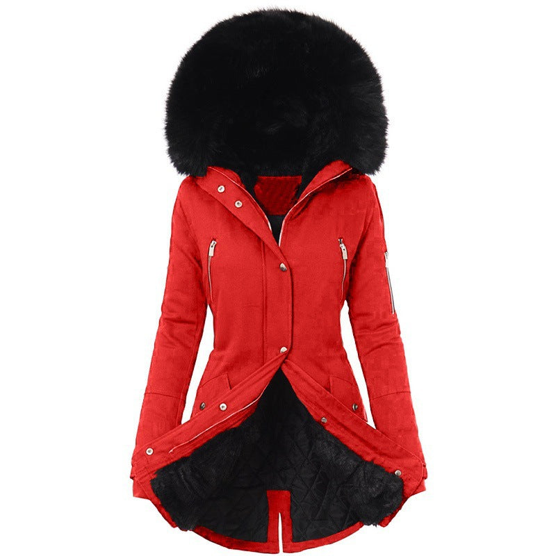 Women'S Fur Collar Mid-Length Coat