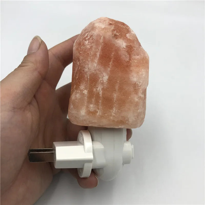  Salt Lamp Natural Crystal Hand Carved Night Light Home Decor Air Purifying with Plug Release Negative Ions Warm White