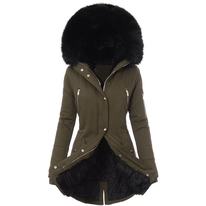 Women'S Fur Collar Mid-Length Coat