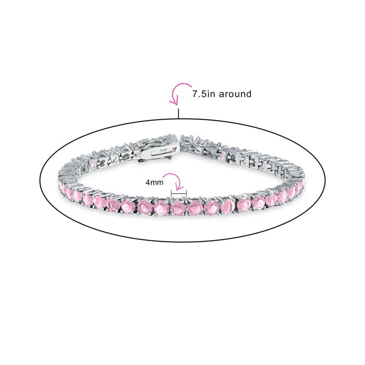 Round Pink Solitaire AAA CZ Tennis Bracelet Imitation Tourmaline