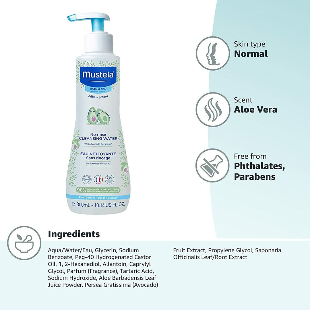 Baby Cleansing Water - No-Rinse Micellar Water - with Natural Avocado & Aloe Vera