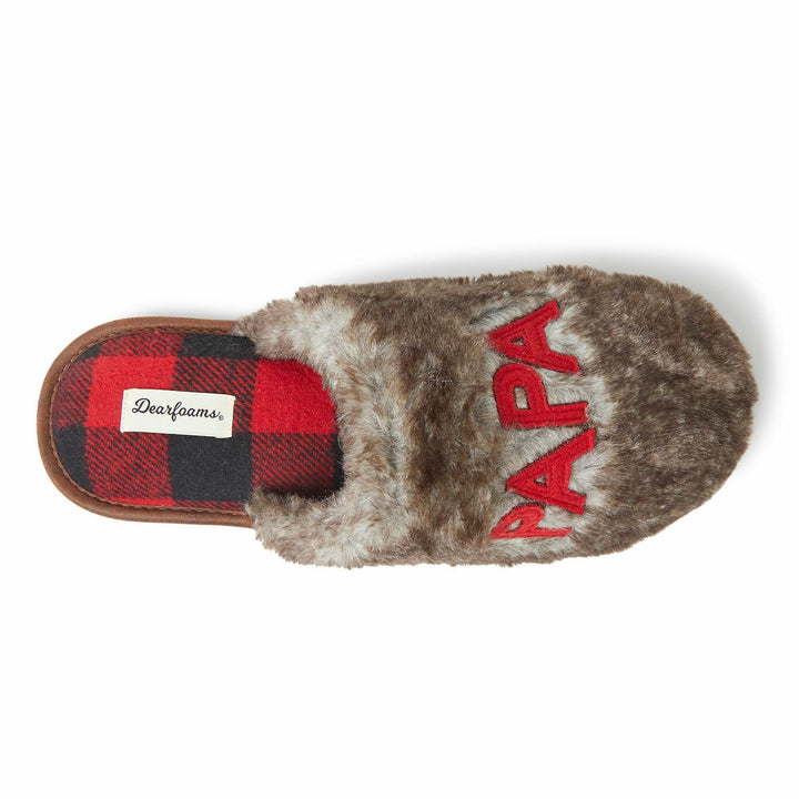 Men's Dearfoams &#34;Papa Bear&#34; Faux Fur Scuff Slippers