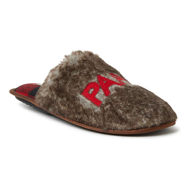 Men's Dearfoams &#34;Papa Bear&#34; Faux Fur Scuff Slippers