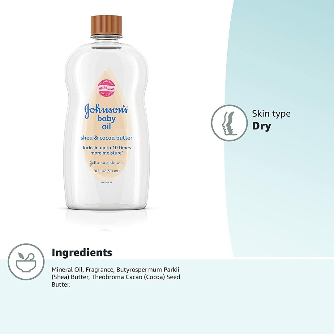 Johnson's Baby Oil, Mineral Oil Enriched with Shea & Cocoa Butter-20 fl. oz