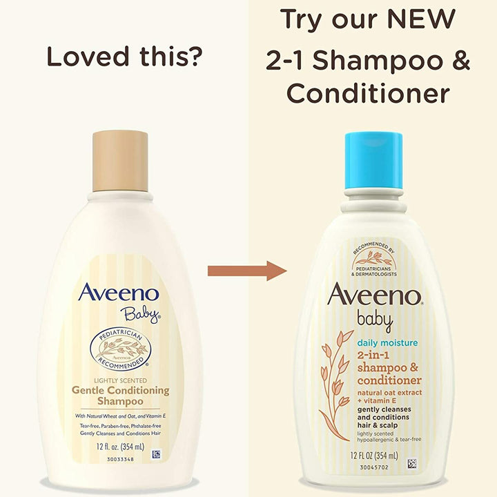 Aveeno Baby Daily Moisture 2-in-1 Tear-Free Shampoo & Conditioner - 12 Fl Oz