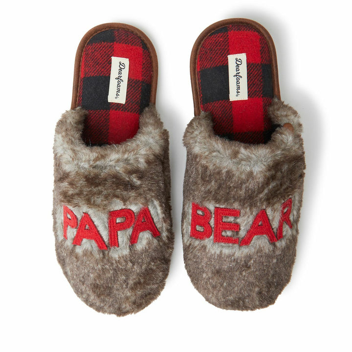 Men's Dearfoams &#34;Papa Bear&#34; Faux Fur Scuff Slippers