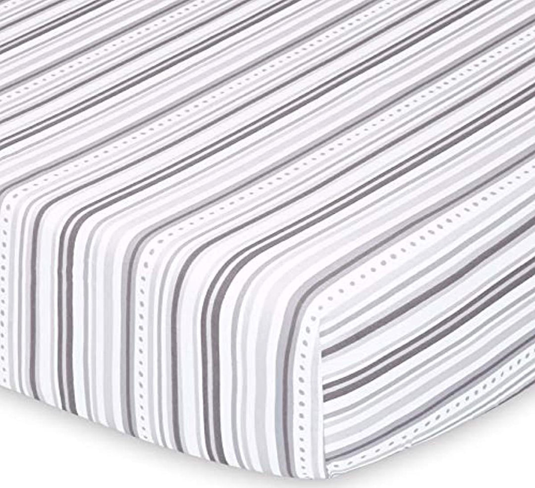 Gray Elephants & Stripes Fitted Crib Sheets Set - 2 Pack Set