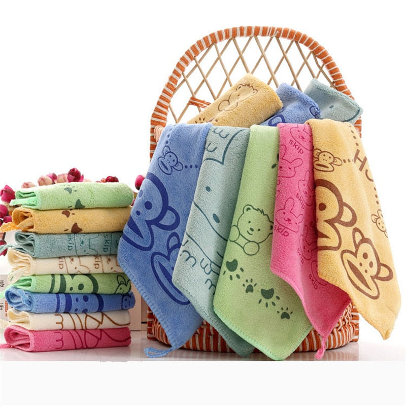 3 pcs/lot Baby Towel Cute superfine fiber Kid Bath Towels Washcloth Square Towel Children Kitchen Bathroom Wipe Wash Cloth gift