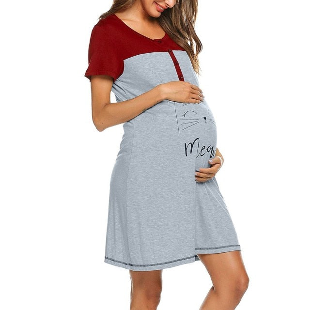 Cute Print Pregnancy Night Dress