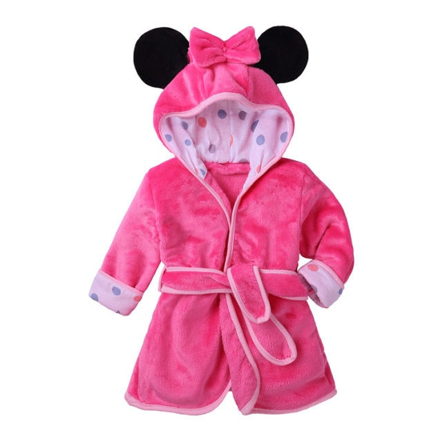 Long Sleeve Hooded Bathrobe Flannel