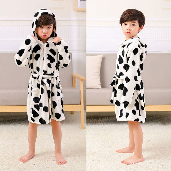 Long Sleeve Hooded Bathrobe Flannel