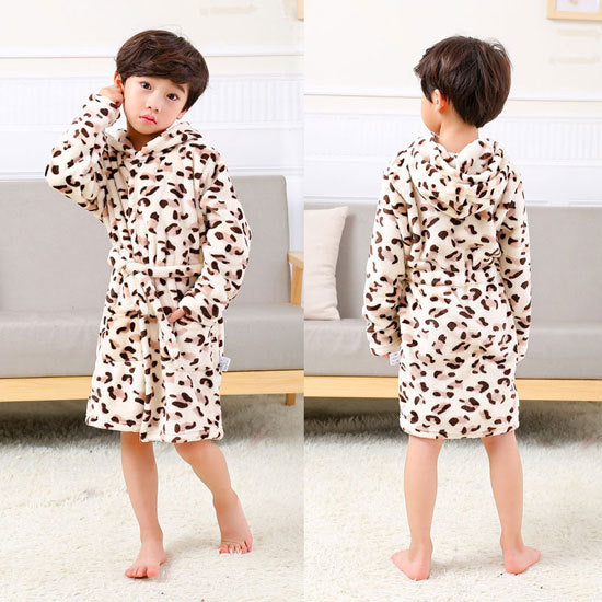 Long Sleeve Hooded Bathrobe Flannel